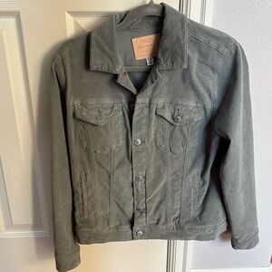 Lucky Brand women’s Tomboy Trucker velvet jacket steel green sz M